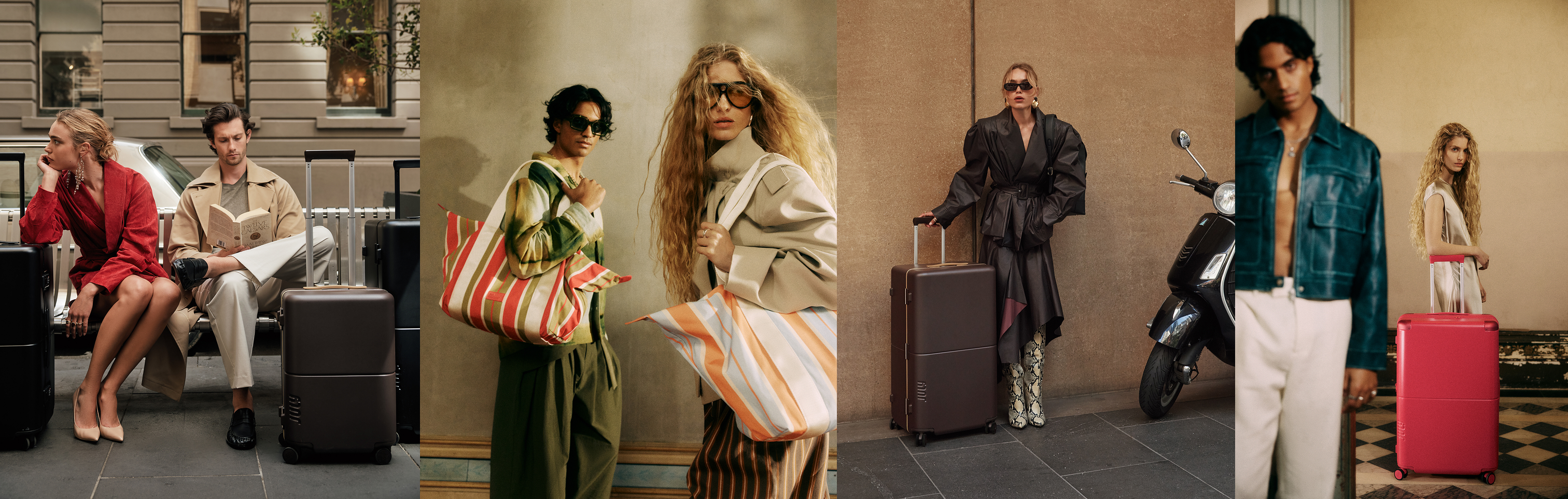 July Black Friday campaign: models with July luggage and bags