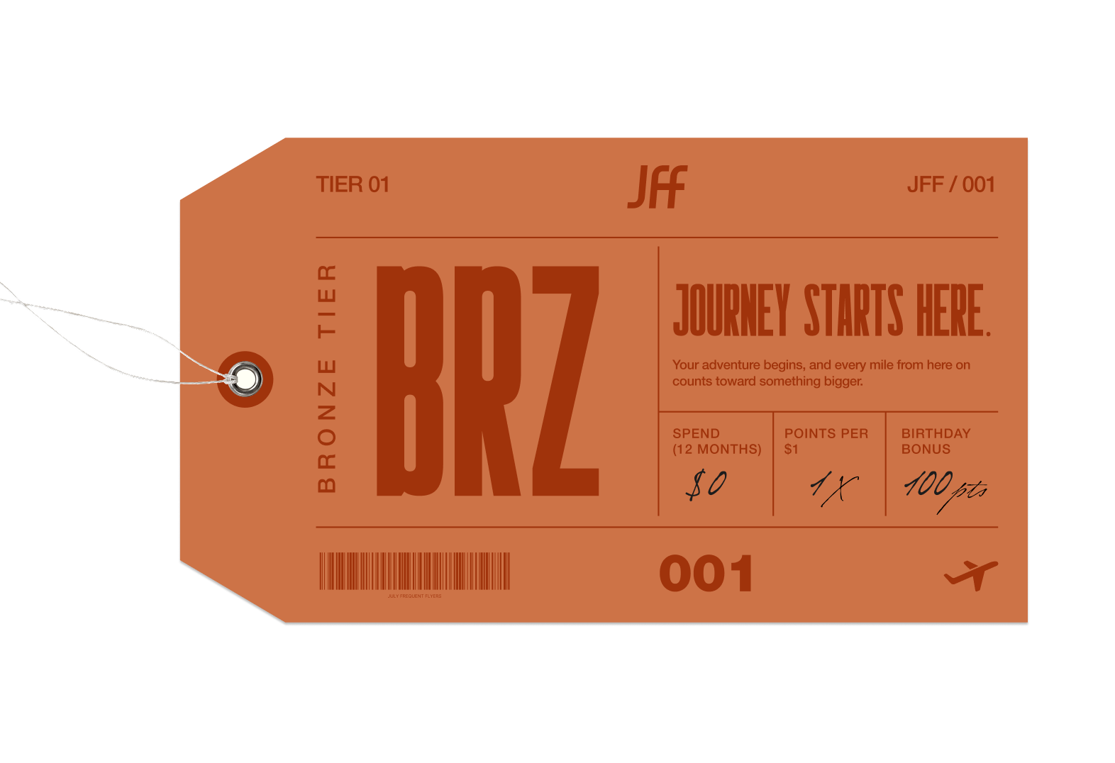 Bronze tier luggage tag