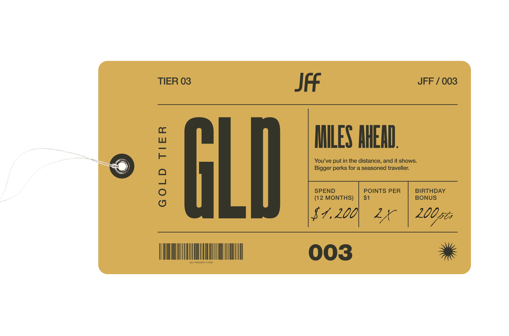 Gold tier luggage tag