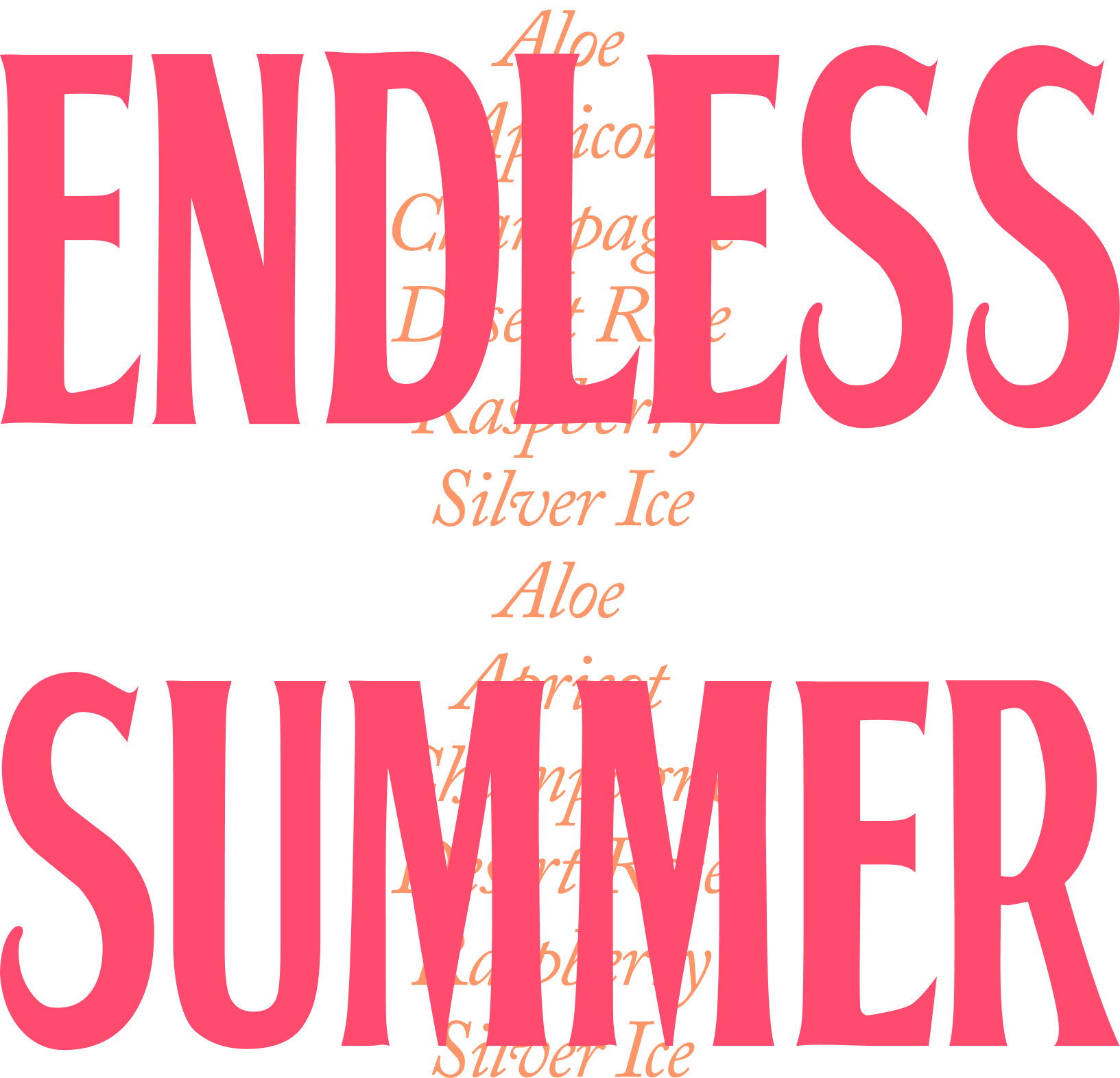Endless Summer — Aloe, Apricot, Champagne, Desert Rose, Raspberry, Silver Ice