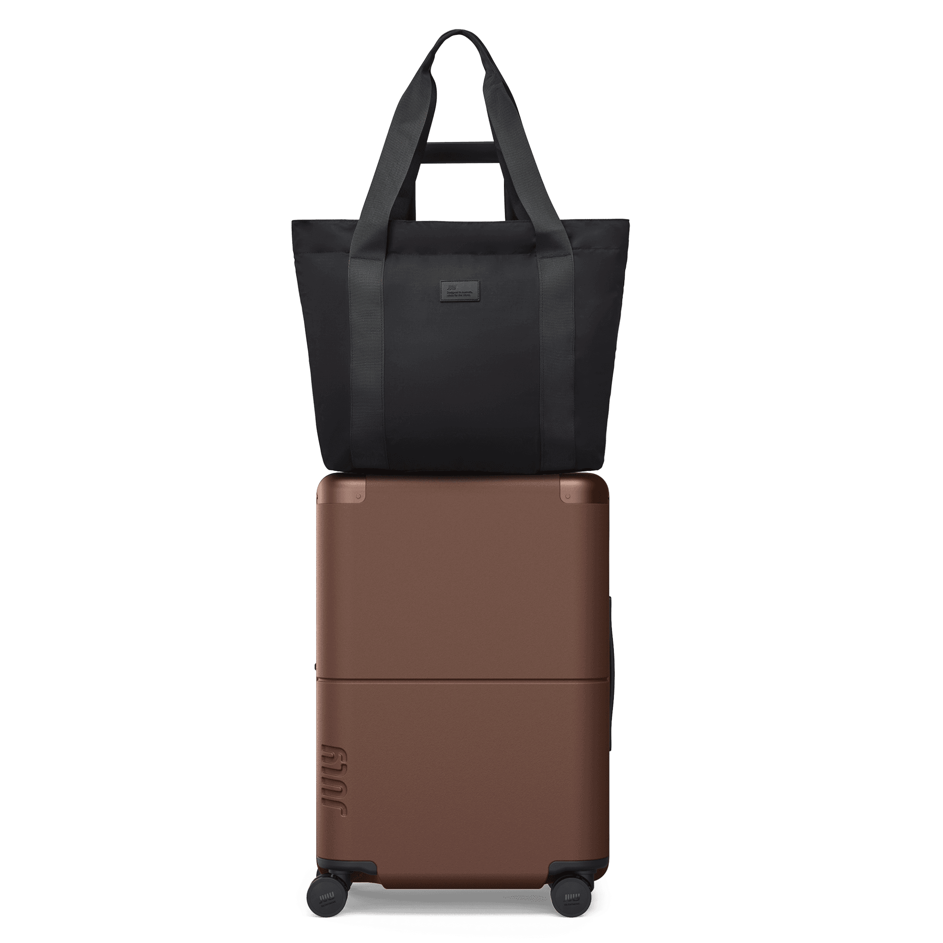 Carry On Max in Brown with packable travel tote
